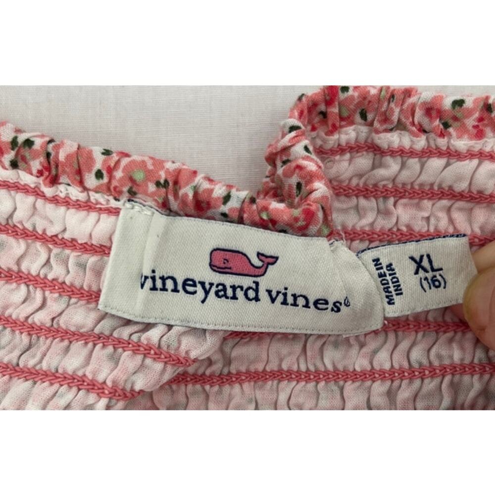 Vineyard Vines Girls Pink Floral Smocked Long Sleeve Dress XL 16 - Picture 4 of 5